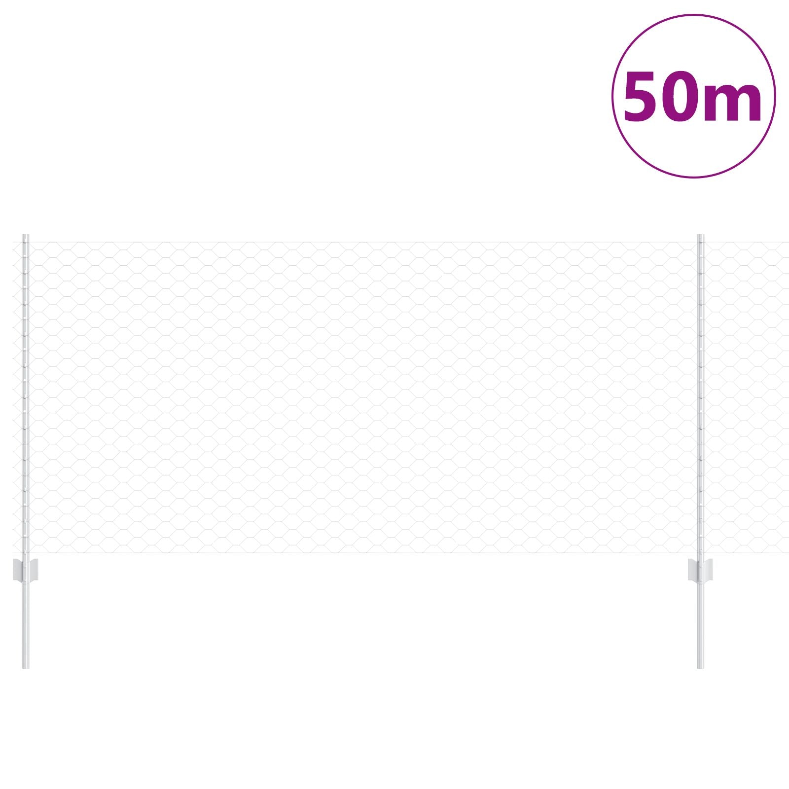 Hekpalen 10 Stuks U-Channel 140 Cm Gegalvaniseerd Staal,  Zeshoekig Hek 1X50 M Gegalvaniseerd Staal