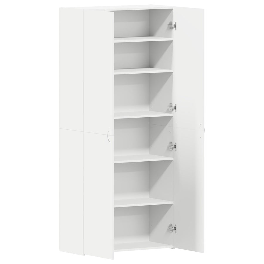 Schoenenkast Wit 80X35.5X180 Cm Gefabriceerd Hout