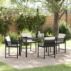 Garden Dining Set 5 Pcs Poly Rattan Black and Cream White