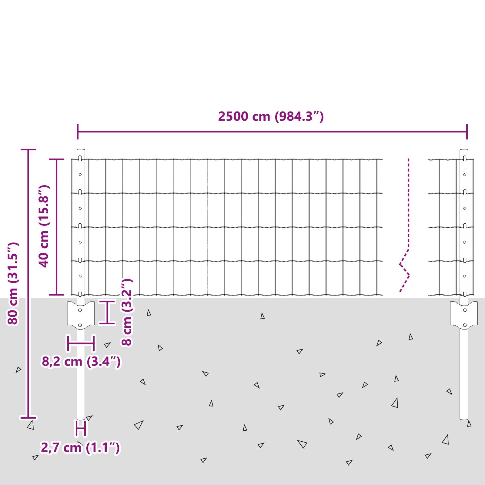 Tuinomheining Set Set Van 2 Gevulkaniseerd Staal 25 X 0.4 M