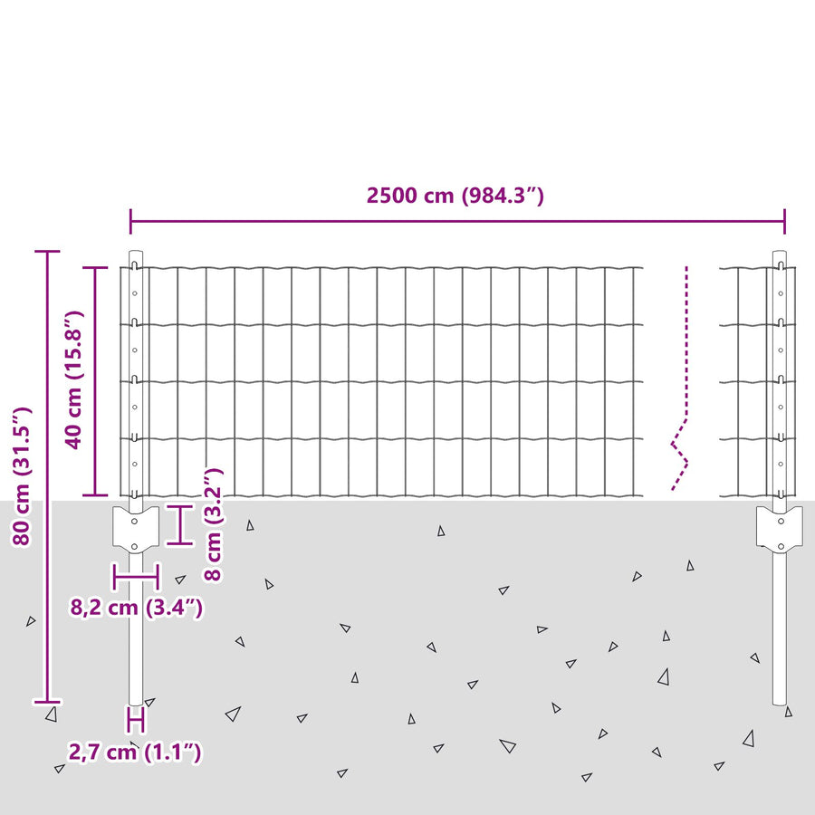 Tuinomheining Set Set Van 2 Gevulkaniseerd Staal 25 X 0.4 M