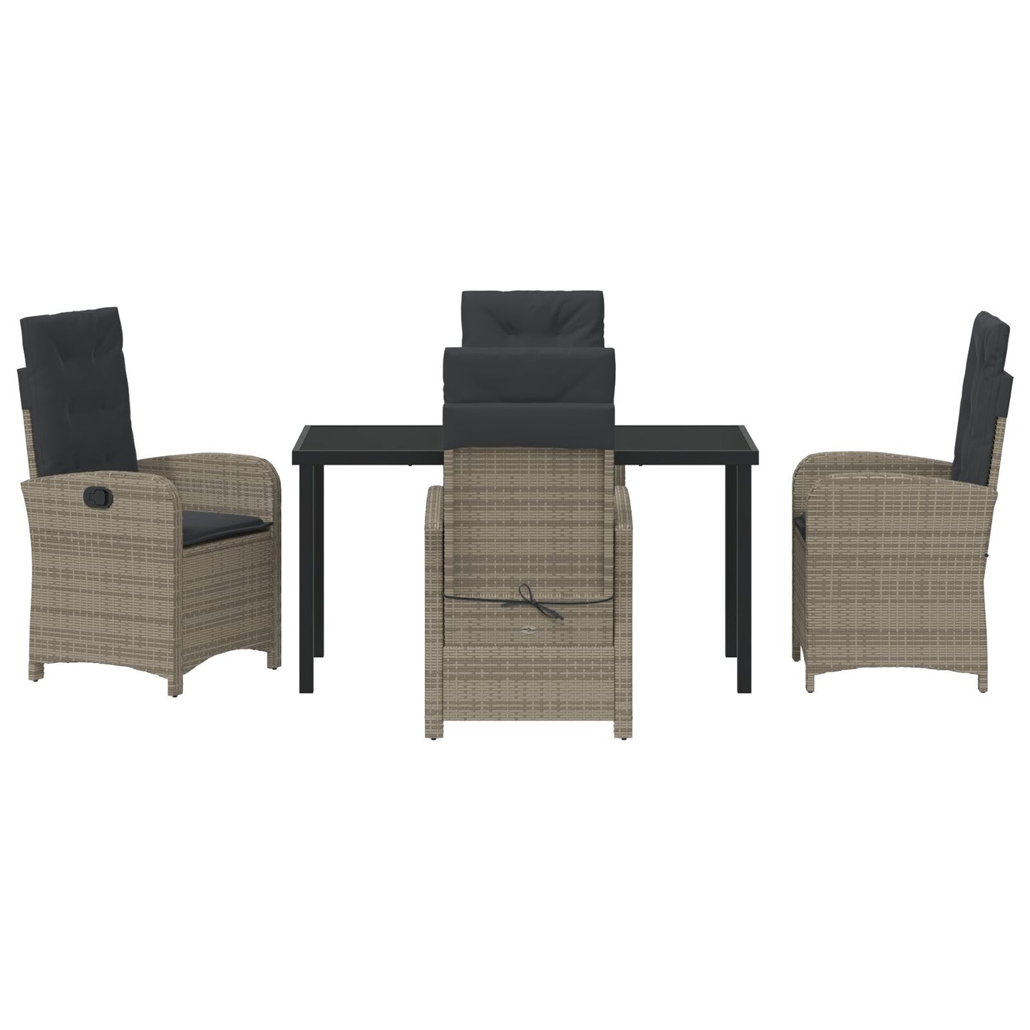 5 Delige Tuin Eetset Met Kussens Grijs Poly Rattan