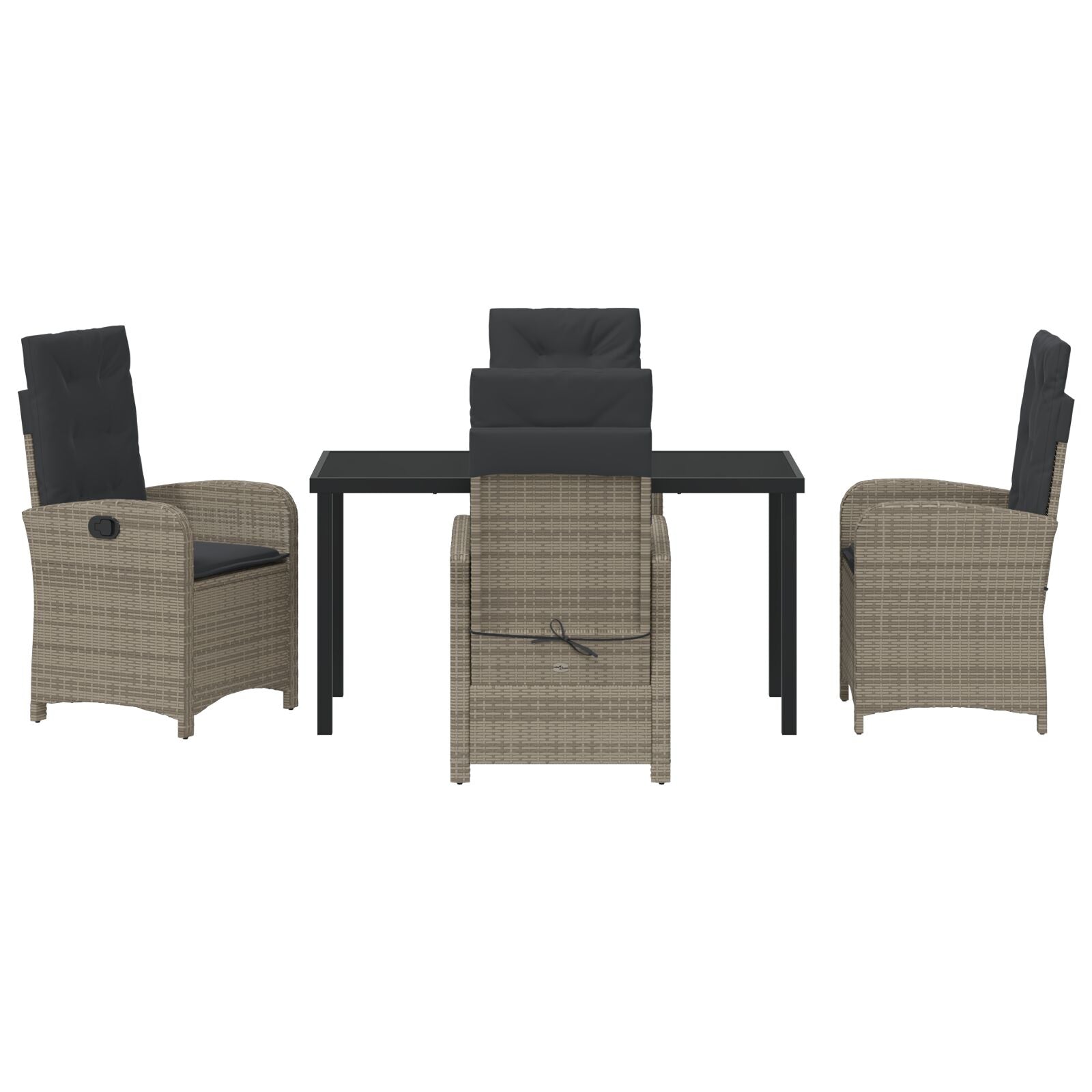 5 Delige Tuin Eetset Met Kussens Grijs Poly Rattan
