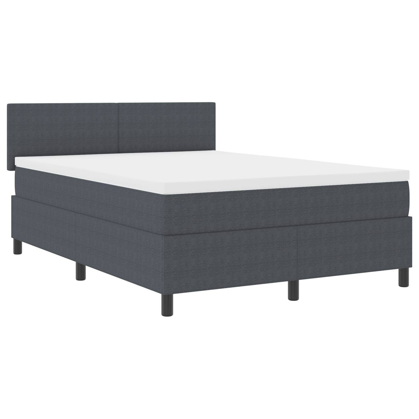 Boxspring Bed Met Matras Donkergrijs 140X200 Cm Corduroy Stof