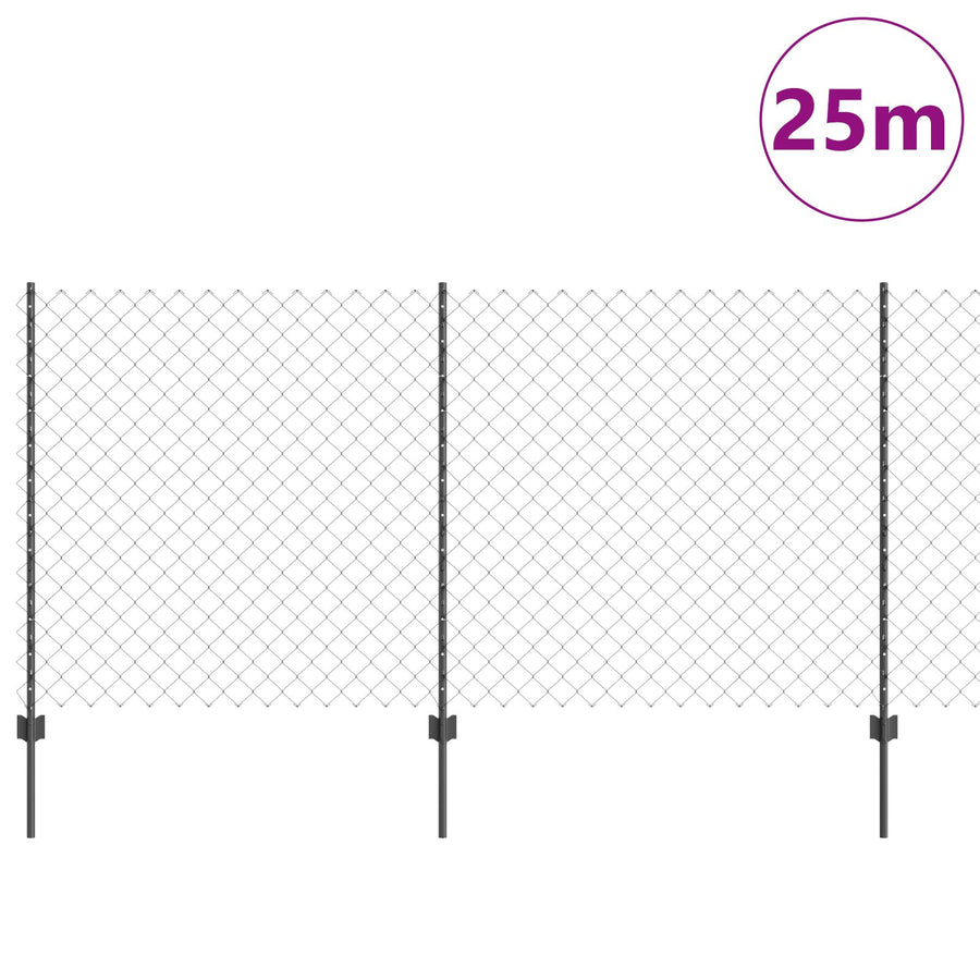 Kettinglink Hek Met 44 U-Palen Grijs 1,2X25 M Staal