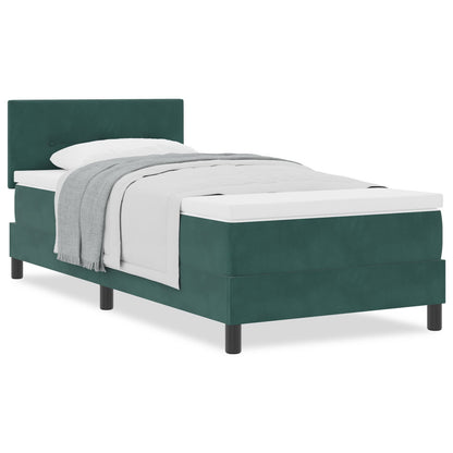 Boxspringbed Met Matras Donkergroen 100X200 Cm Fluweel Blauw