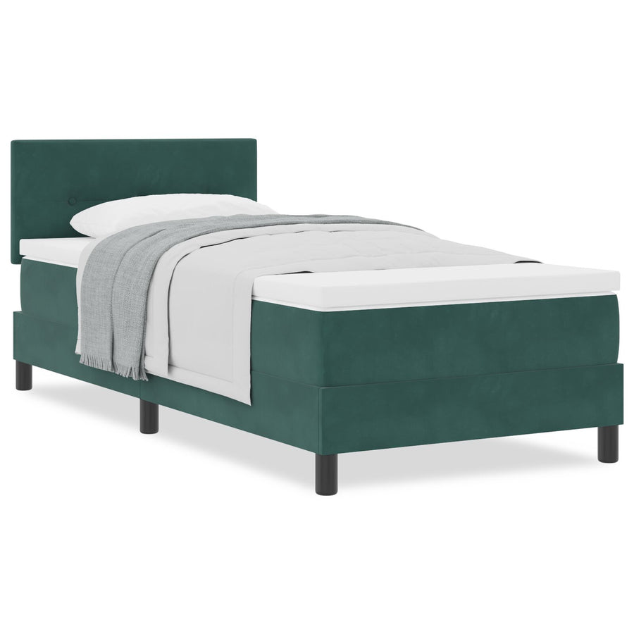 Boxspringbed Met Matras Donkergroen 100X200 Cm Fluweel Blauw