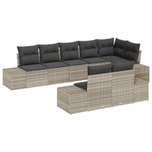 8-Delige Tuin Sofa Set Met Kussens Poly Rattan Lichtgrijs zonder tafel