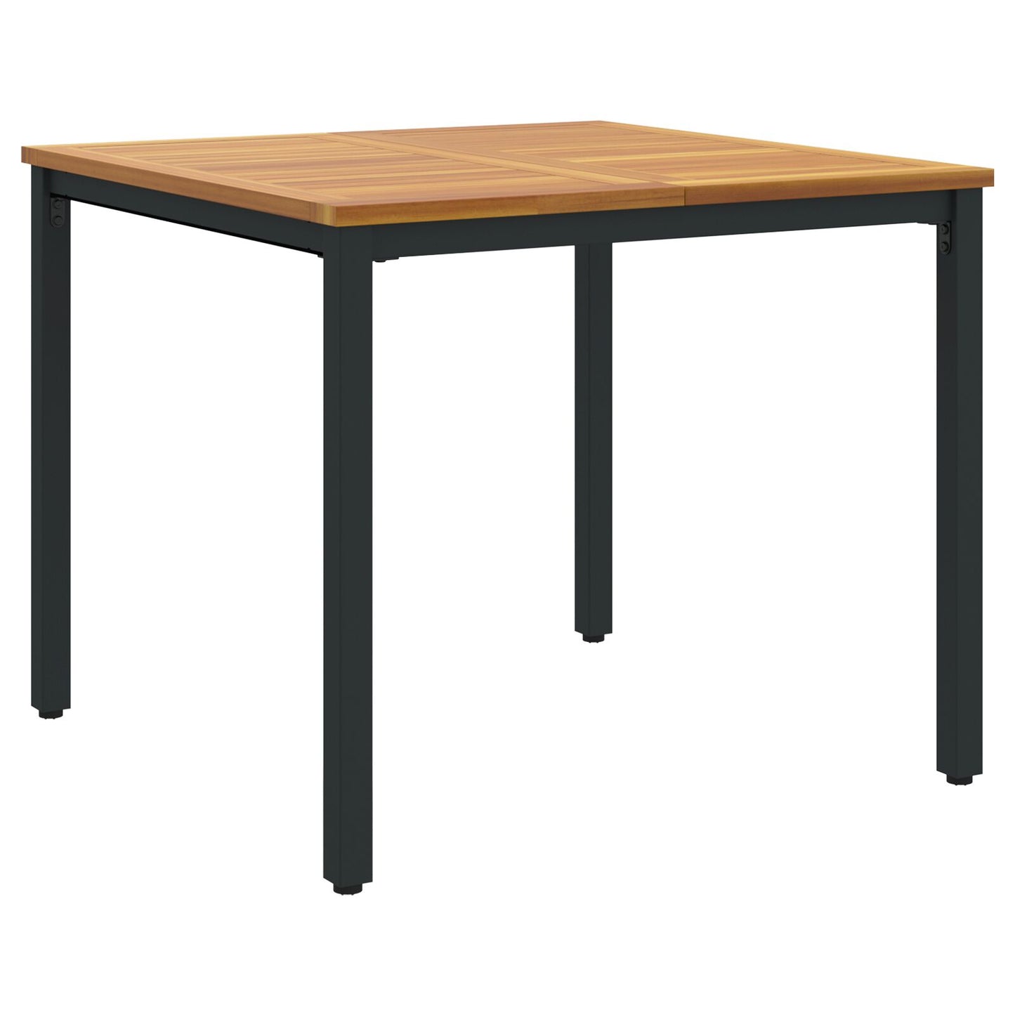 Tuin Tafel Massief Acaciahout En Metaal 90 x 90 x 75 cm Natuurlijk en zwart