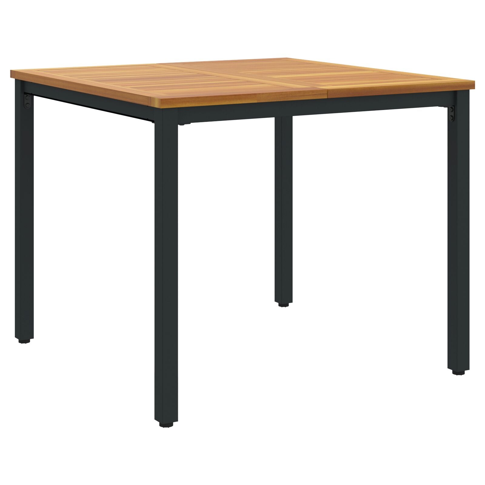 Tuin Tafel Massief Acaciahout En Metaal 90 x 90 x 75 cm Natuurlijk en zwart