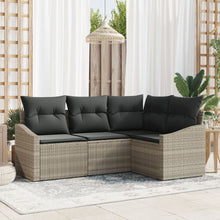 4 Delige Tuin Sofa Set Met Kussens Licht Grijs Poly Rattan