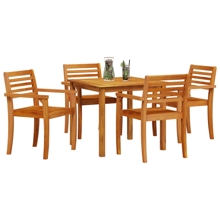 5-Delige Tuin Eetset Van Massief Acaciahout 4-Persoons 85 cm tafel lengte