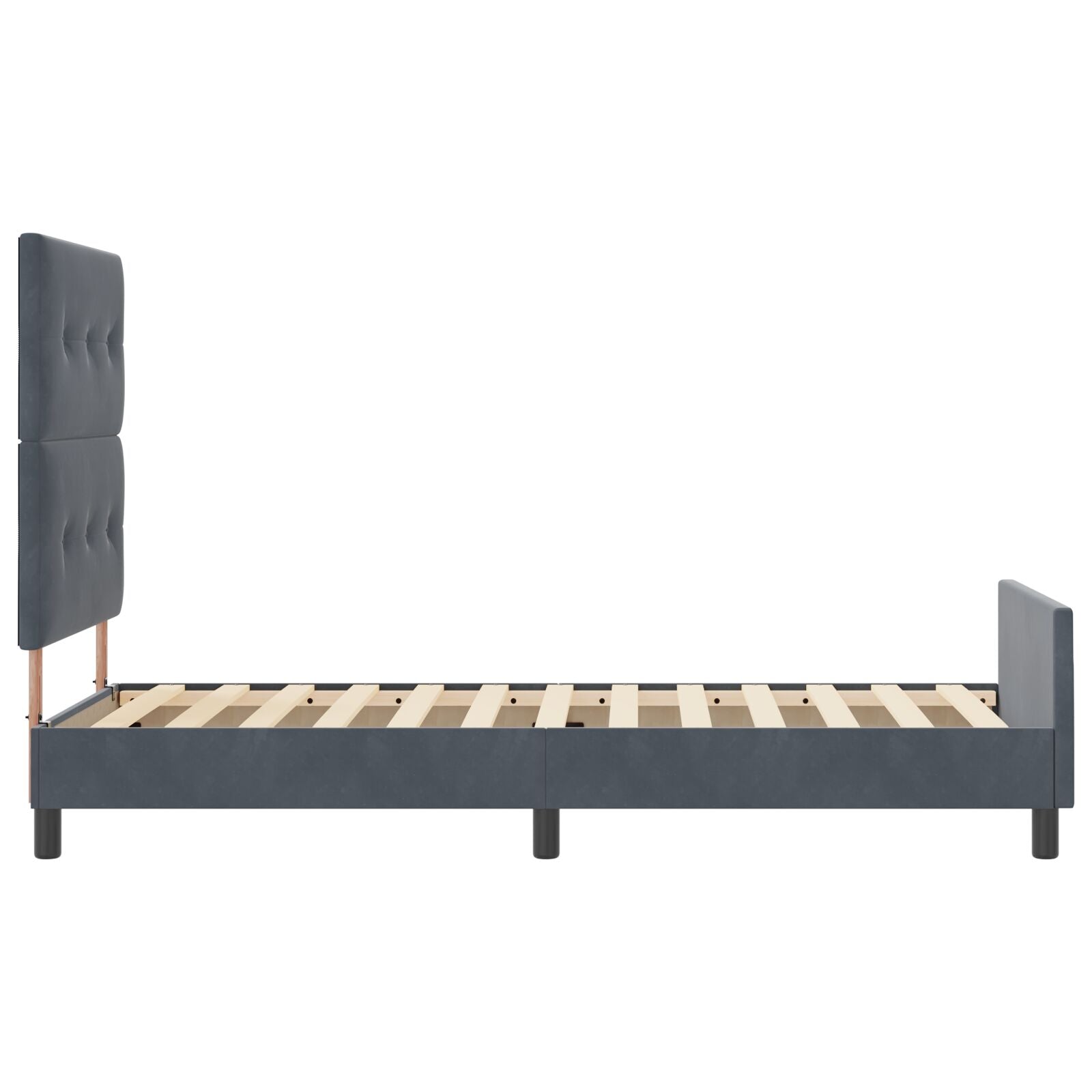 Bedbodem Donkergrijs 90X200 Cm Velours Crème