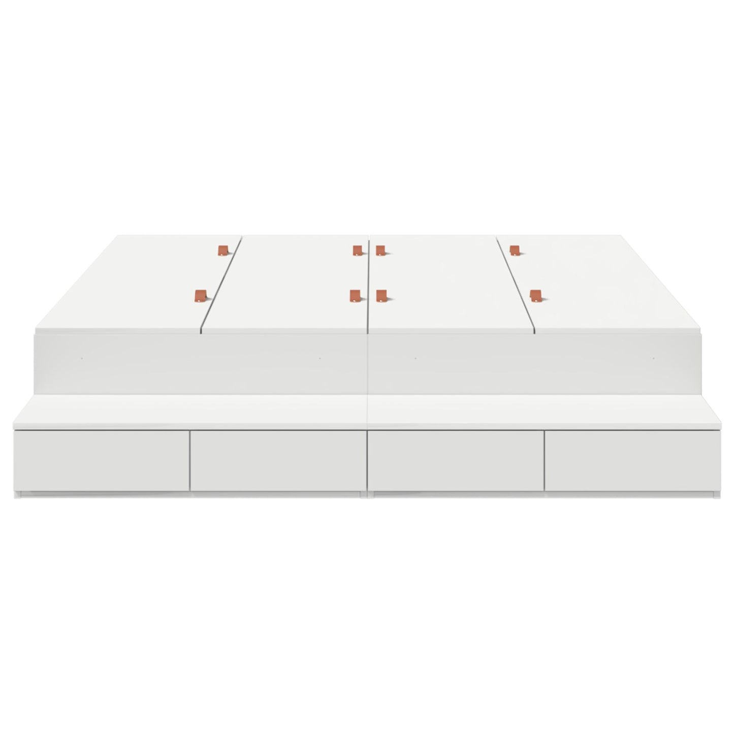 Opbergbedframe Wit Bewerkt Hout 135,5 X 190 X 31,5 Cm Artisanaal Eiken