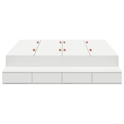 Opbergbedframe Wit Bewerkt Hout 135,5 X 190 X 31,5 Cm Artisanaal Eiken