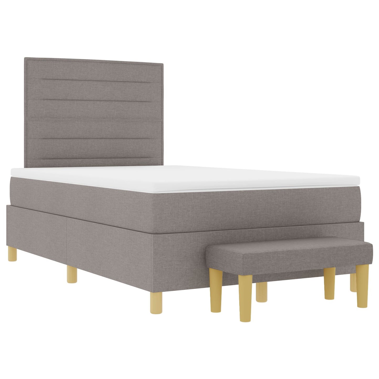 Bed Frame Met Matras Set Van 2 Stof Bedframe Taupe 120 x 200 cm Lijnen ontwerp