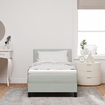 Boxspring Bed Met Matras Lichtgrijs 100X200 Cm Fluweel Blauw