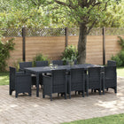 Tuin eetset 11-delig polyrattan antraciet