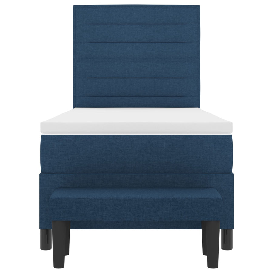 Boxspringbed Met Matras & Bank Stof Blauw 90 x 190 cm Lijnen ontwerp