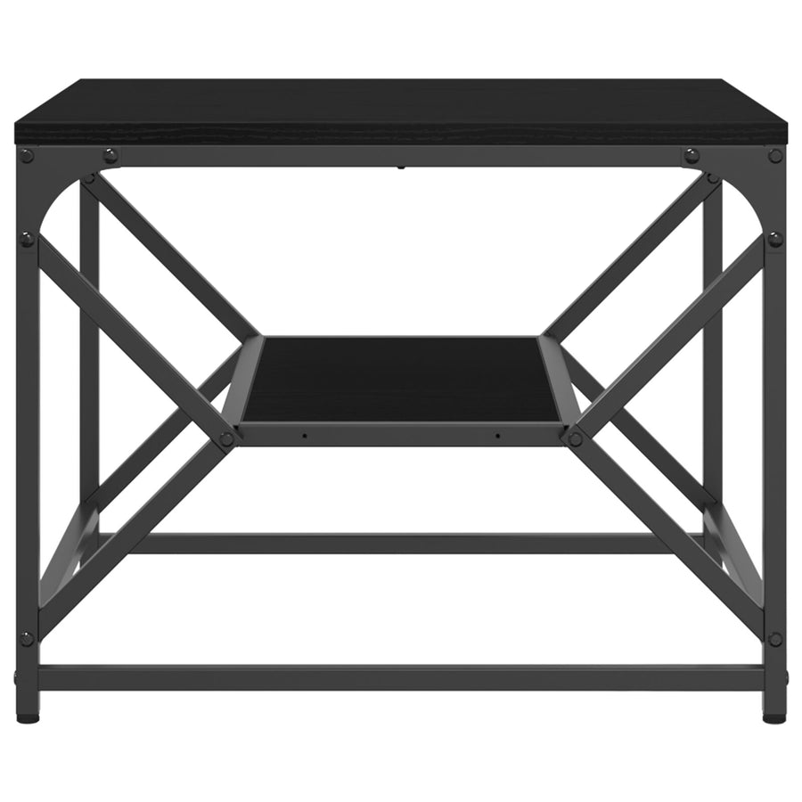 Salontafel Met Plank, , Gemaakt Van Bewerkt Hout Zwarte eiken 51 x 50 x 40 cm