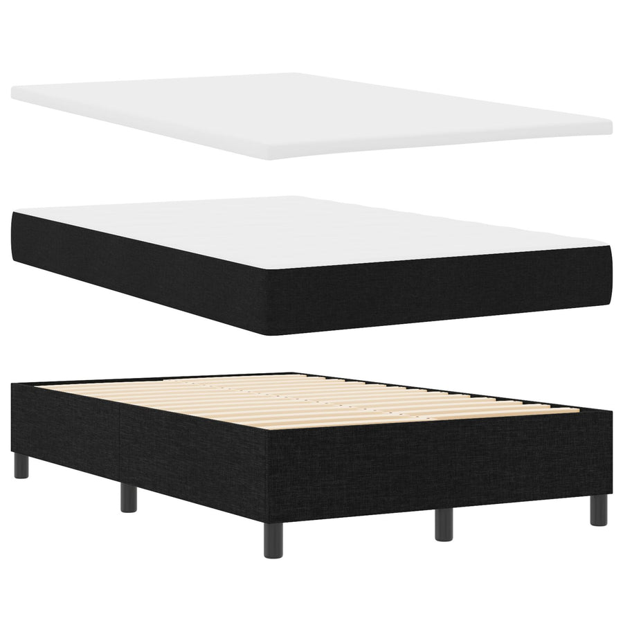 Boxspringbed Met Matras Zwart Klein Tweepersoons Stoffen Blauw