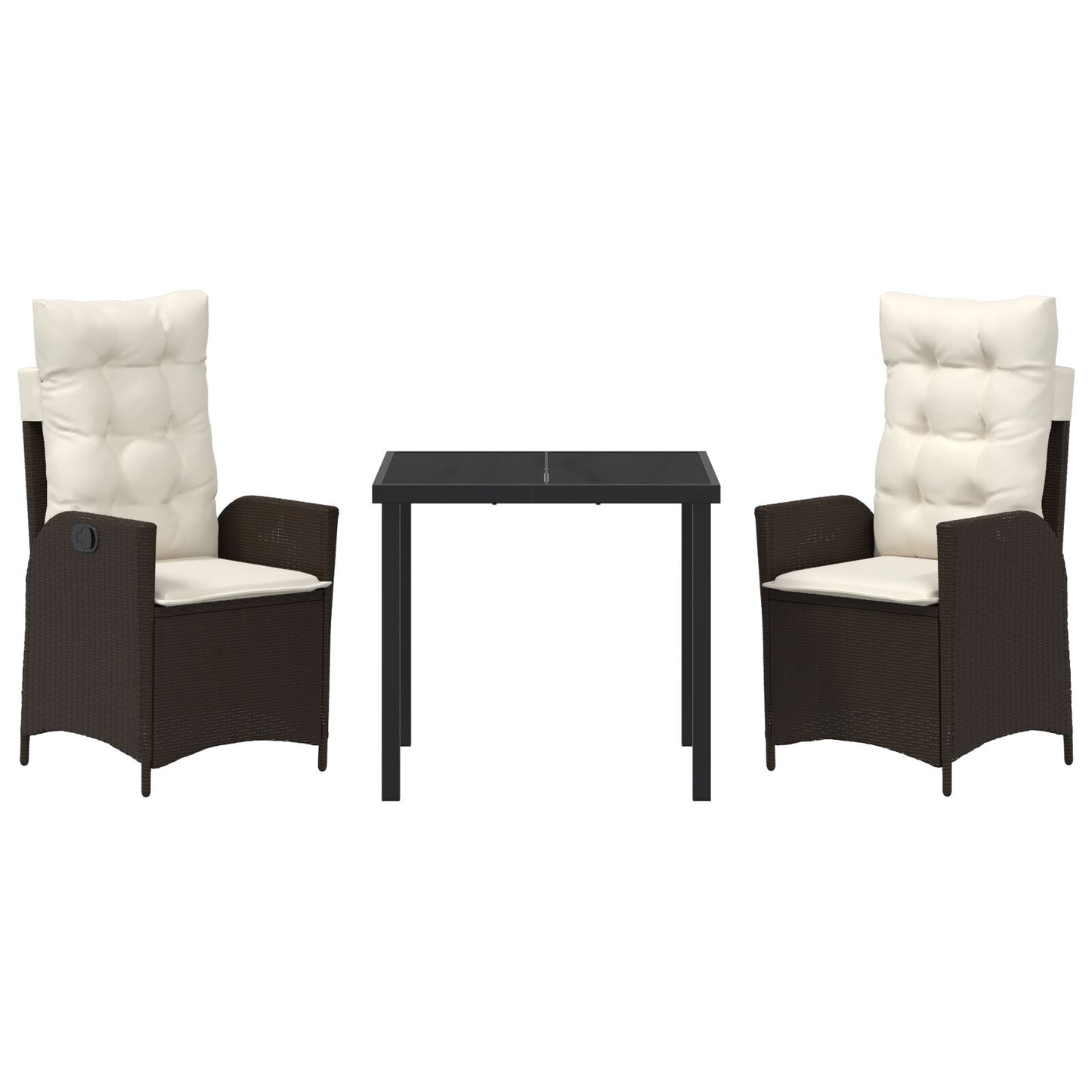 Set Van 2 Bruin Bruin Poly Rattan, Gepoedercoat Staal 2-Persoons