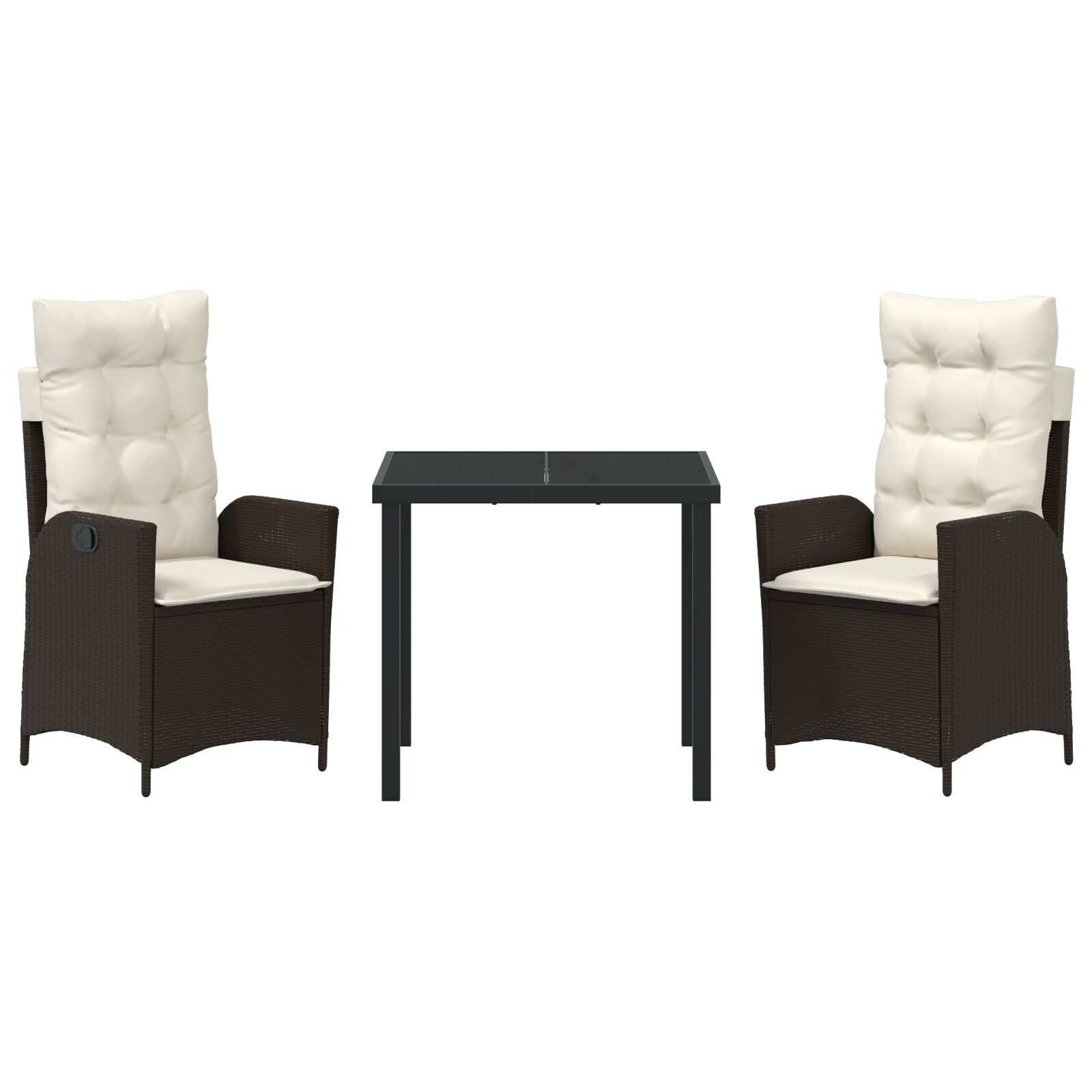Set Van 2 Bruin Bruin Poly Rattan, Gepoedercoat Staal 2-Persoons