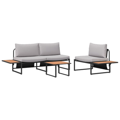3-Delig Tuinsofa Set Met Lichtgrijze Kussens