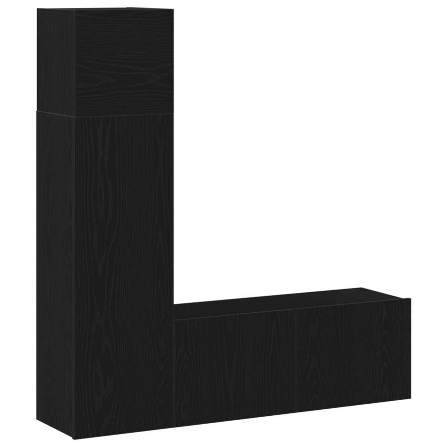 3-Delige Tv-Kastenset Zwart Eiken Gefabriceerd Hout