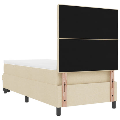 Boxspringbed Met Matras & Bank Stof Crème 100 x 200 cm Geknoopte knopen