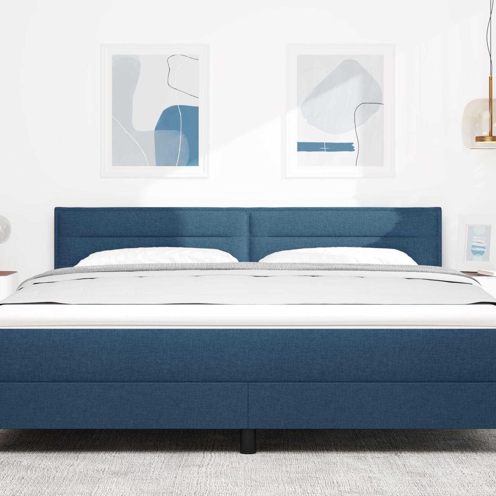 Hoofdbord Lijnen Ontwerp Stof Blauw 180 cm Laag hoofdbord