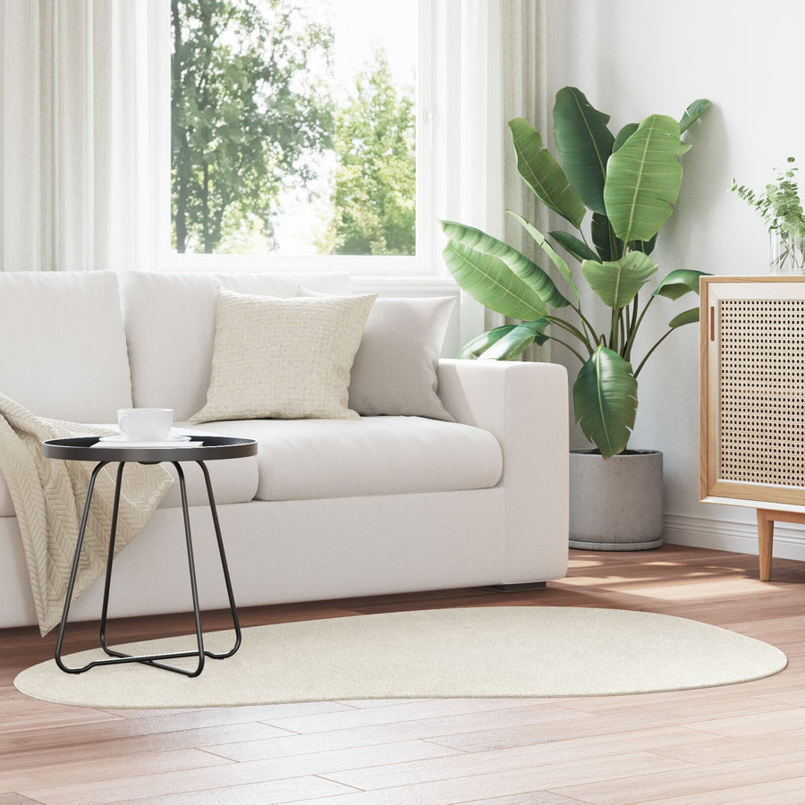 Vloerkleden Polyester Vloerkleden Overig Crème 120 x 170 cm Ovaal-Golfrand