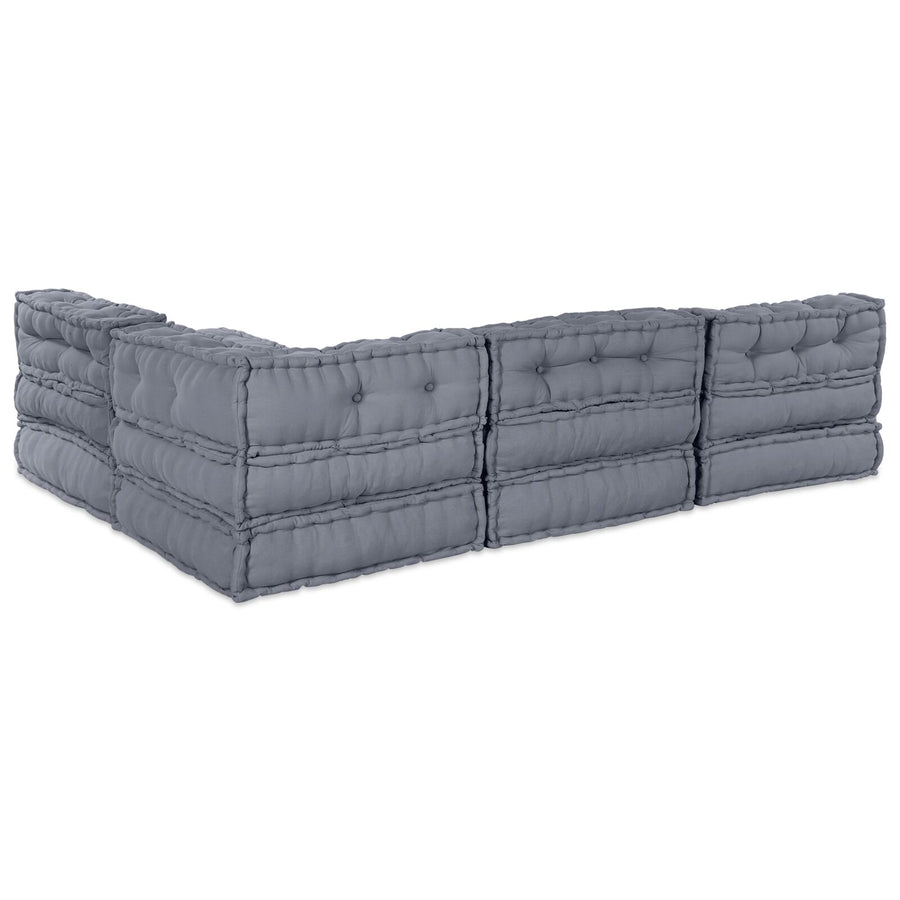 4-Persoons Modulaire Pouffe Bank Omkeerbaar Grijze Stof Grijs 70 x 70 x 54 cm 3x middelgrote + hoek