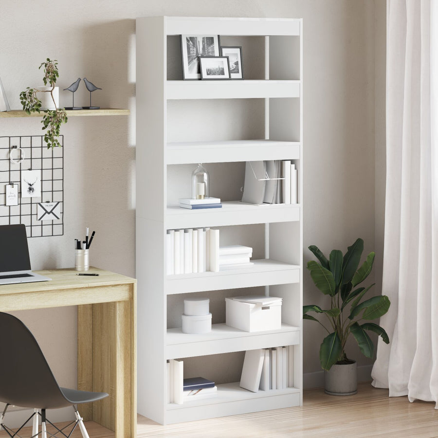 Witte Boekenplank Wit Bewerkt Hout 80 X 30 X 198 Cm Opslag