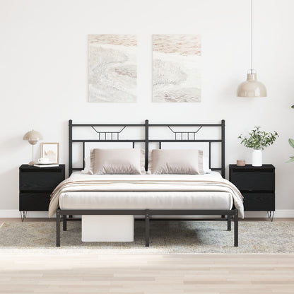 Nachtkasten 2 Stuks Zwart Eiken 40X35X50 Cm Gefabriceerd Hout