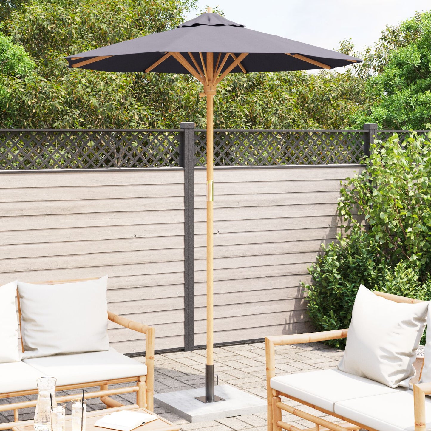 Tuinparasol 180X230 Cm Bamboe 180 x 180 x 230 cm Donkergrijs