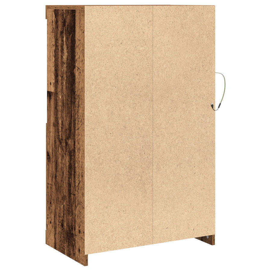 Dressoir Met Led Verlichting 60,5X37X100 Cm Oud hout