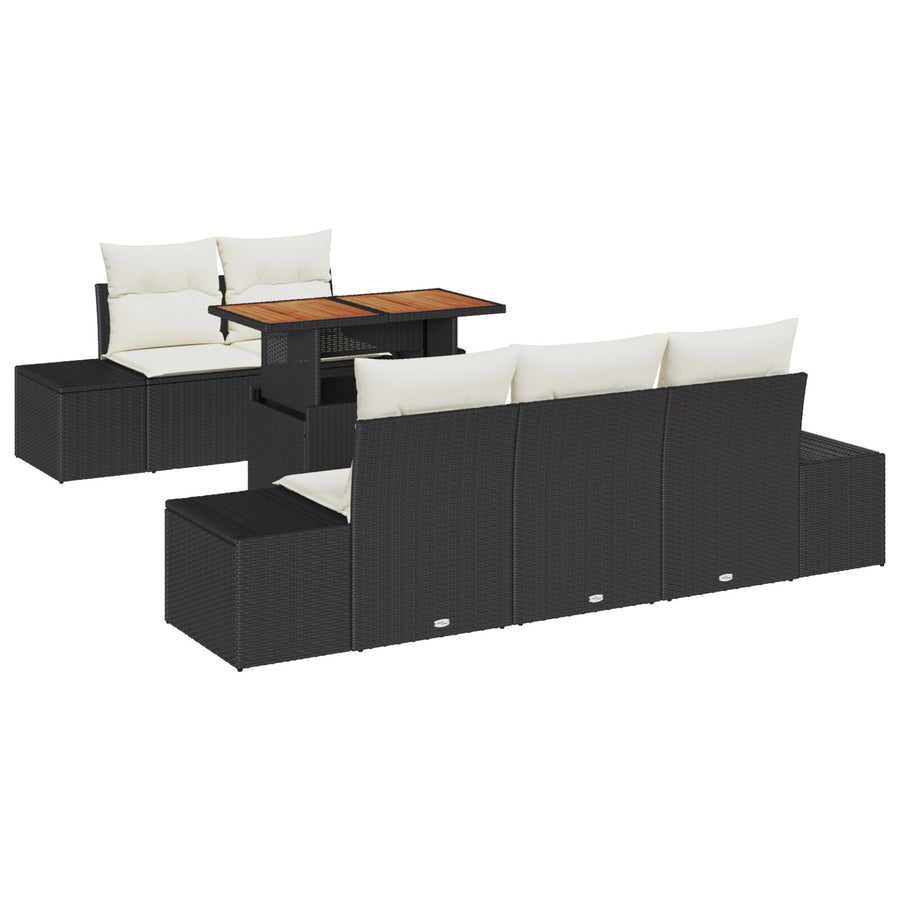 6-Delige Tuinbank Set Met Kussens Zwart Poly Rattan