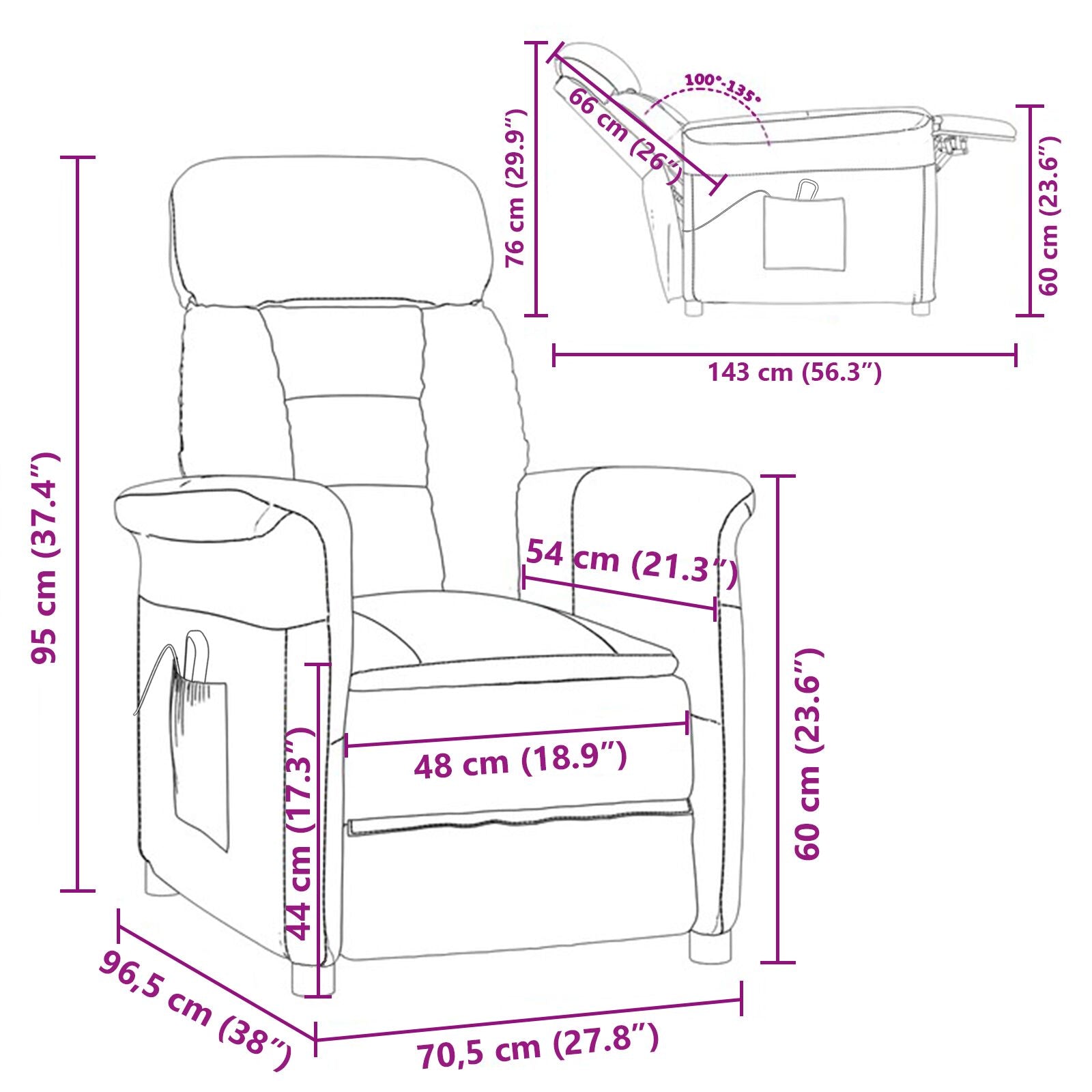 Massagestoel Microfiber Stof Bruin