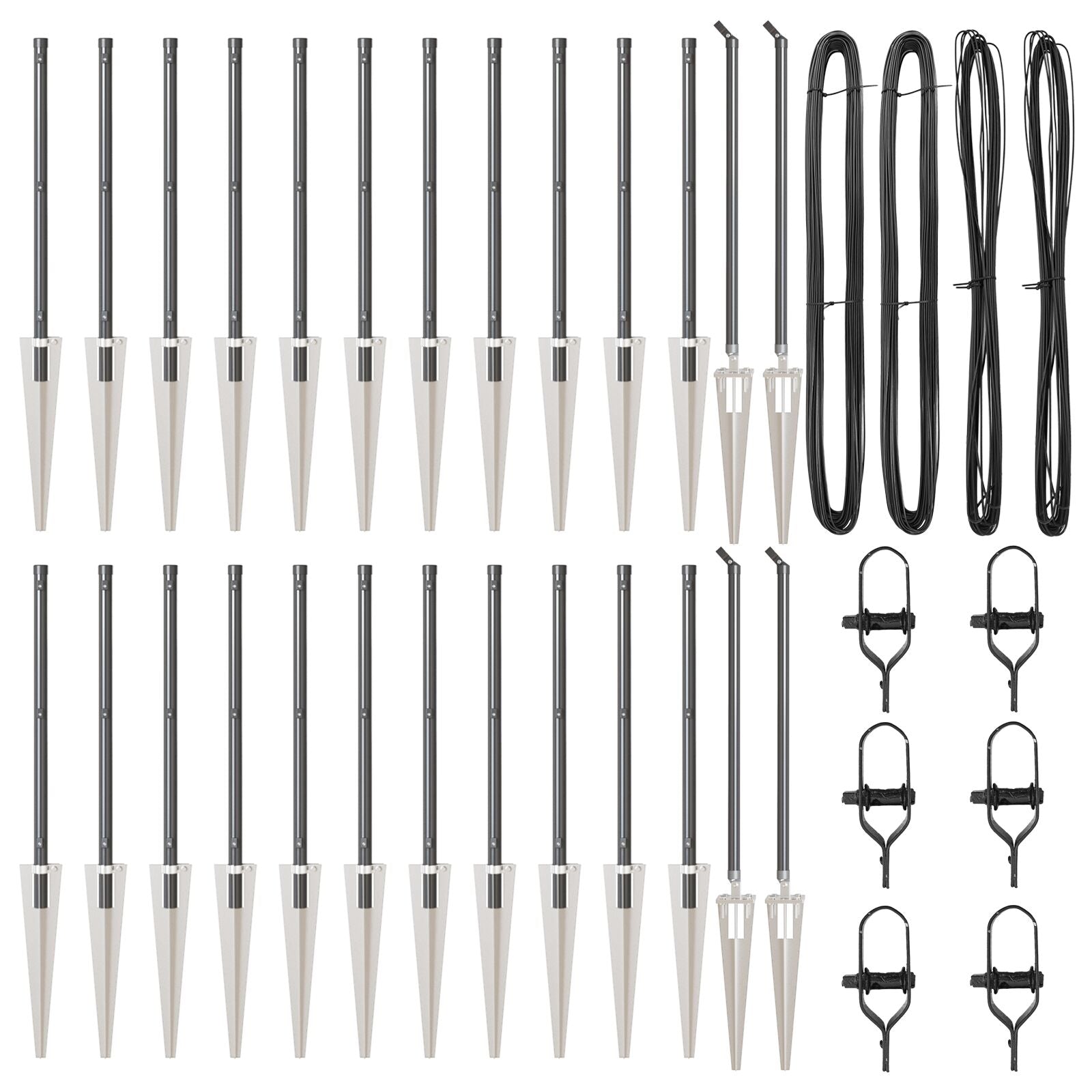 Hekpalen Met Spie 26 Stuks Ø32 Mm Gegalvaniseerd Staal Grijs 80 cm 26x spijkerpost