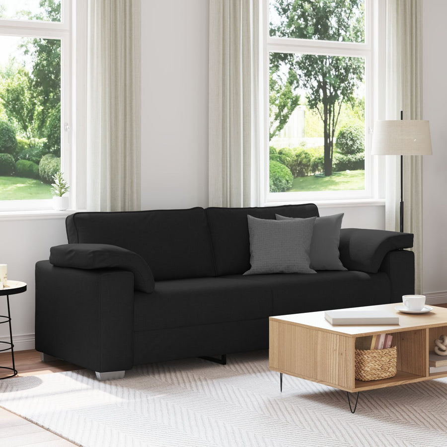 3-Zitsbank Stof Zwart 178 cm