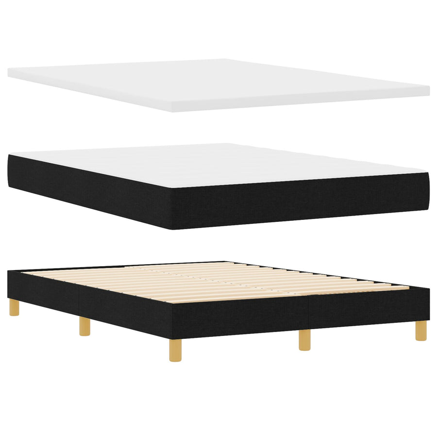 Boxspringbed Met Matras Stof Zwart 140 x 200 cm Knop tufted