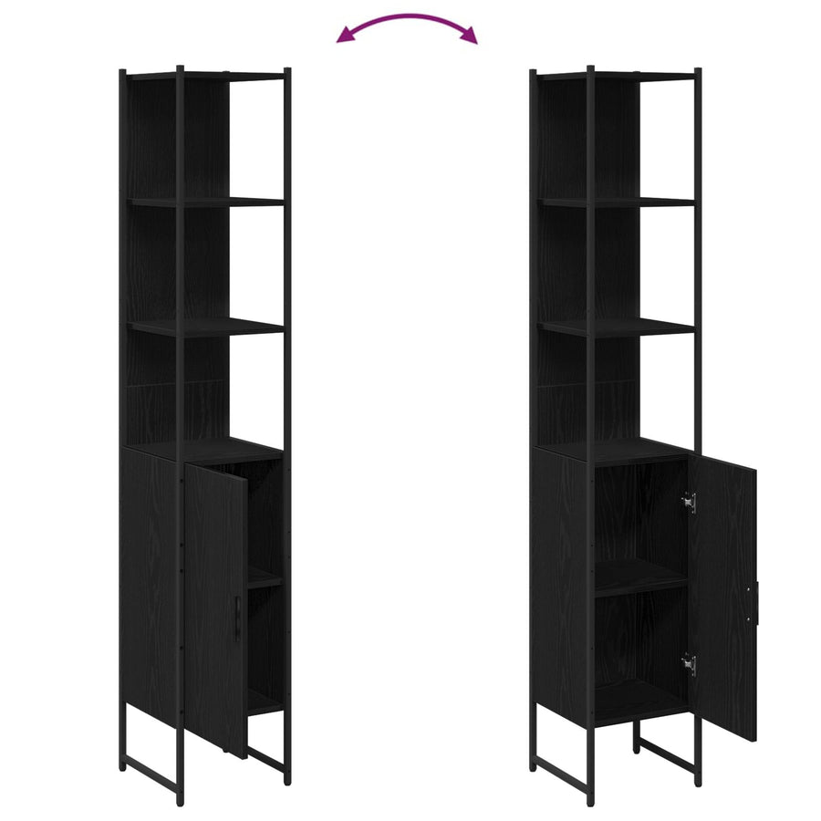 Badkamerkast Zwart Eiken 33X33X185,5 Cm Engineered Wood