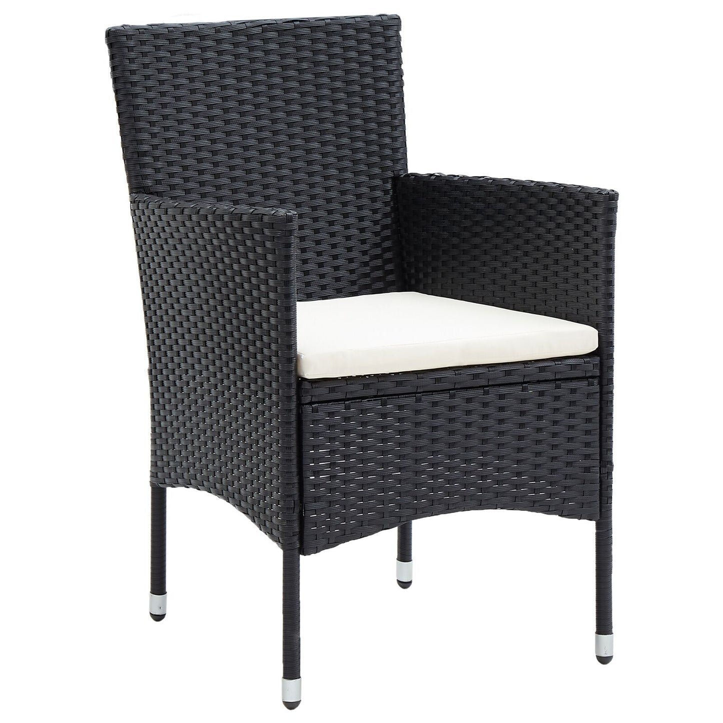 5-Delige Tuin Eetset Zwart Poly Rattan