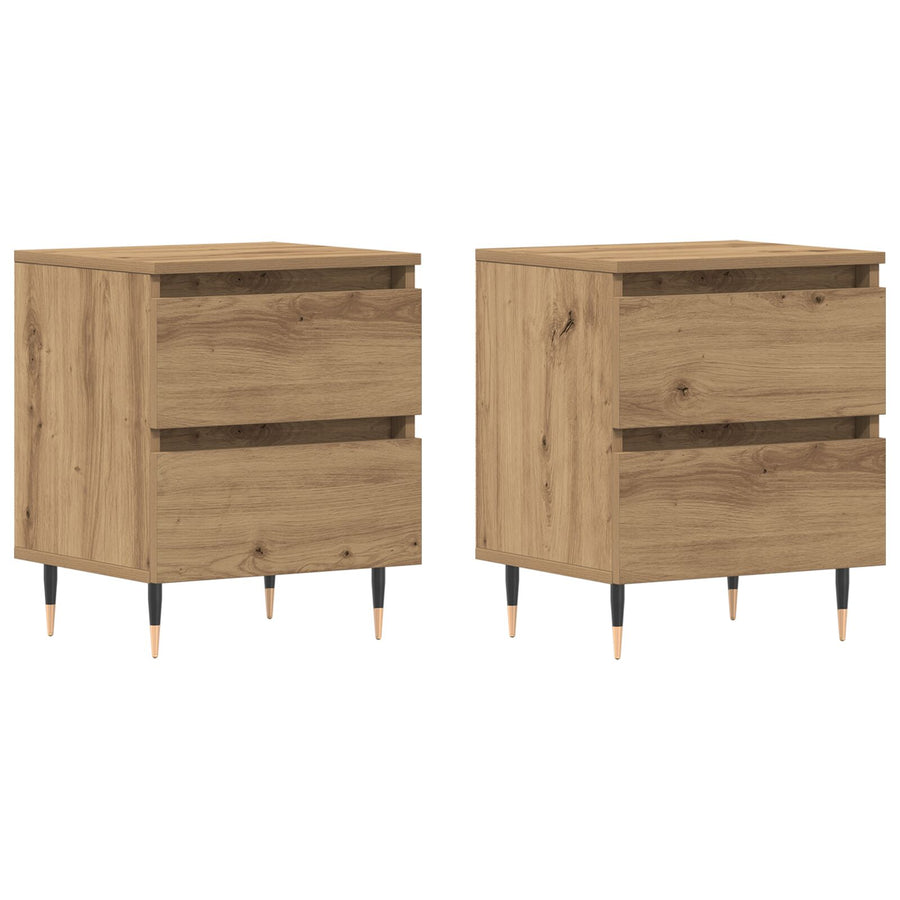 Nachtkastjes 2 Stuks Artisan Eiken 40X35X50 Cm Bewerkt Hout