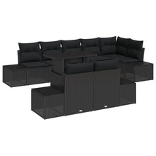 Tuin Sofa Set Set Van 9 Zwart Riet, Stof Tuin Sofa Set