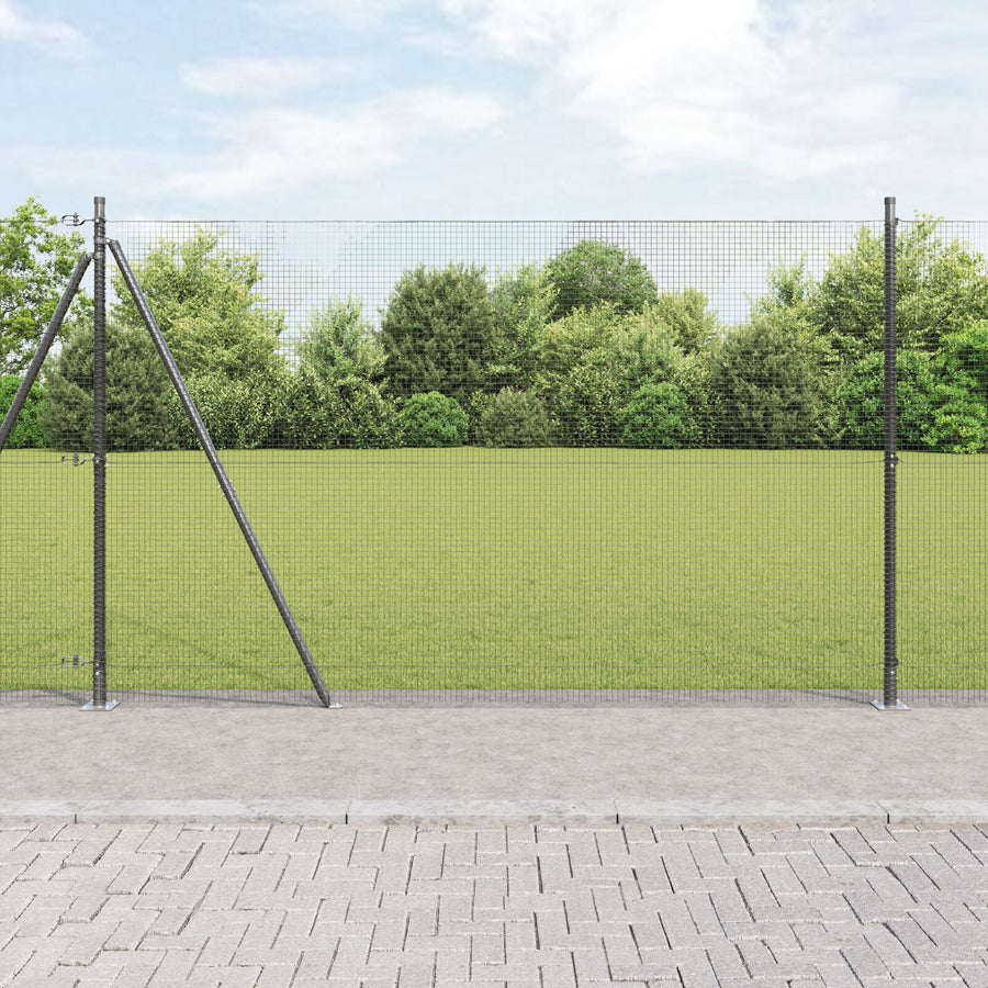Gelaste Draadhek Met 7 Flenspalen Grijs 1.5X10 M Staal Gegalvaniseerd Staal