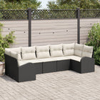 Garden Sofa Set with Cushions 7 pcs Black Poly Rattan