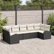 Garden Sofa Set with Cushions 7 pcs Black Poly Rattan
