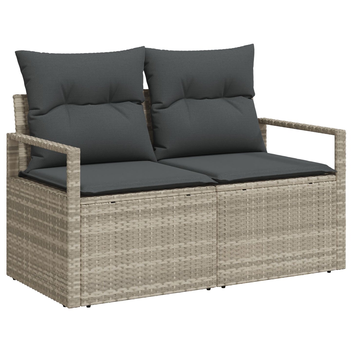 6-Delige Tuinbankset Met Kussens, Lichtgrijs Poly Rattan,  2-Zits Tuinbank Met Kussens, Grijs Poly Rattan